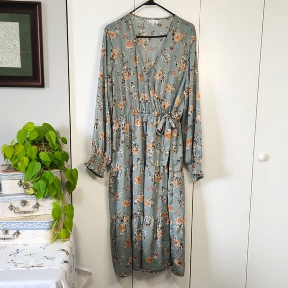 Kit & Sky Fall Wrap Dress Midi Women's Sz XL